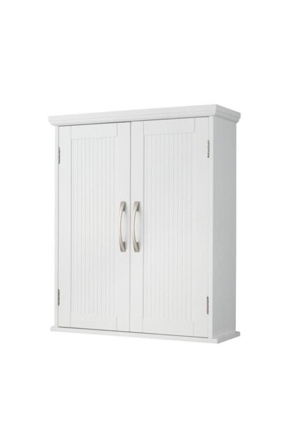 Teamson Home Wooden Bathroom Wall Medicine Cabinet With Adjustable Shelves White - image 1