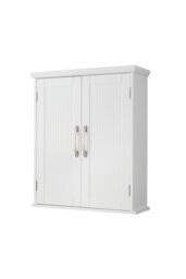 Teamson Home Wooden Bathroom Wall Medicine Cabinet With Adjustable Shelves White