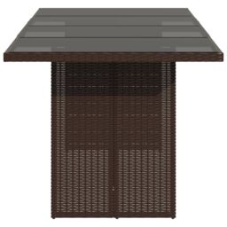 Berkfield Home Garden Table with Glass Top Brown 190x80x75 cm Poly Rattan - Size: 190 x 80 x 75 cm - thumbnail 5