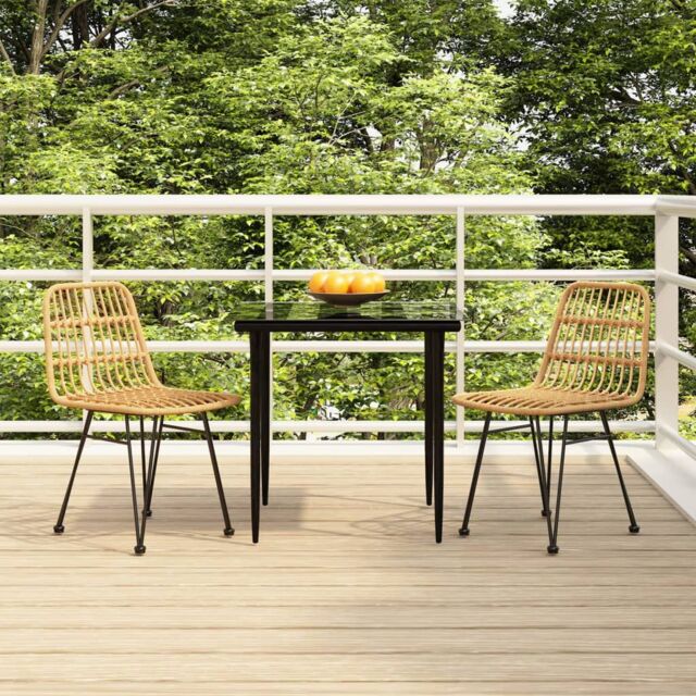Berkfield Home 3 Piece Garden Dining Set Poly Rattan in Brown - image 1