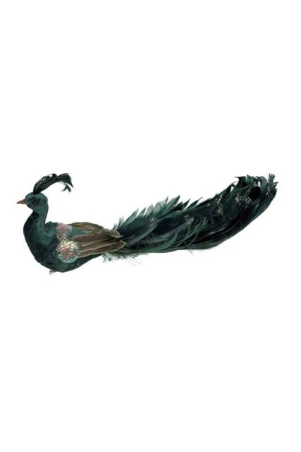 KDMD Green Velvet Peacock 26cm Christmas Ornament - image 1
