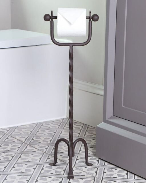 Dibor Vintage Style Iron Antique Toilet Paper Holder Freestanding Bathroom Toilet Roll Holder in Brown - image 1