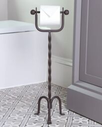 Dibor Vintage Style Iron Antique Toilet Paper Holder Freestanding Bathroom Toilet Roll Holder in Brown - thumbnail 1