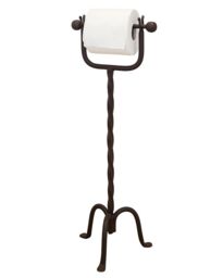 Dibor Vintage Style Iron Antique Toilet Paper Holder Freestanding Bathroom Toilet Roll Holder in Brown - thumbnail 2
