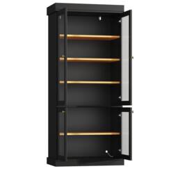 Merax Modern Tall Glass Display Cabinet with Multicolour LED Lighting in Black - thumbnail 9