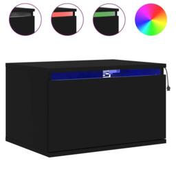 Berkfield Home Durable Wall-mounted Bedside Cabinets with LED Lights 2 pcs Black - thumbnail 5