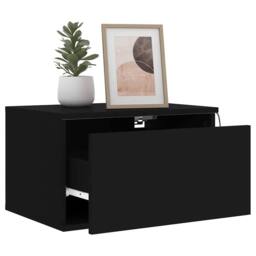 Berkfield Home Durable Wall-mounted Bedside Cabinets with LED Lights 2 pcs Black - thumbnail 4