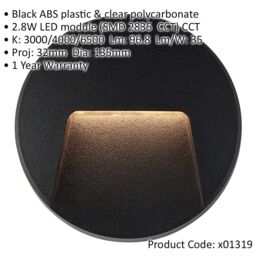 Loops 2 PACK Round Outdoor IP65 Pathway Guide Light - Indirect CCT LED - Black ABS - thumbnail 2