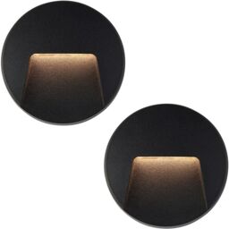 Loops 2 PACK Round Outdoor IP65 Pathway Guide Light - Indirect CCT LED - Black ABS