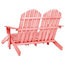 Berkfield Home 2-Seater Garden Adirondack Chair&Ottoman Fir Wood Pink - thumbnail 4