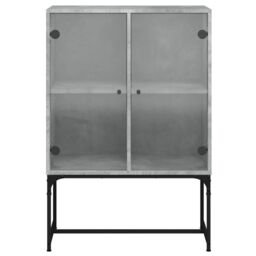Berkfield Home Side Cabinet with Glass Doors Concrete Grey 69x37x100 cm - Size: 69 x 37 x 100 cm - thumbnail 6