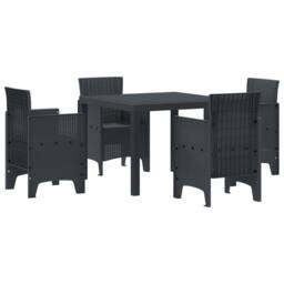 Berkfield Home 5 Piece Garden Dining Set Anthracite Poly Rattan - thumbnail 2