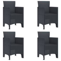 Berkfield Home 5 Piece Garden Dining Set Anthracite Poly Rattan - thumbnail 5
