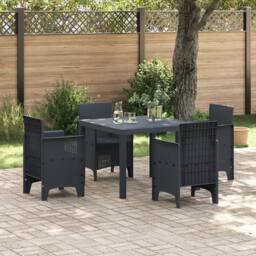 Berkfield Home 5 Piece Garden Dining Set Anthracite Poly Rattan