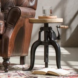 IH Design Franciscan Upcycled Industrial Vintage Mintis Crank Table Medium in Brown - thumbnail 6