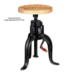 IH Design Franciscan Upcycled Industrial Vintage Mintis Crank Table Medium in Brown - thumbnail 5