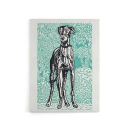 "Artery8 Dog Lover Greyhound Pet Portrait Moriz Jung Canvas Wall Art Print in Blue - Size: W12"" x H16""" - thumbnail 1
