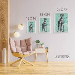 "Artery8 Dog Lover Greyhound Pet Portrait Moriz Jung Canvas Wall Art Print in Blue - Size: W12"" x H16""" - thumbnail 4