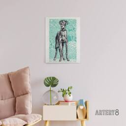 "Artery8 Dog Lover Greyhound Pet Portrait Moriz Jung Canvas Wall Art Print in Blue - Size: W12"" x H16""" - thumbnail 3