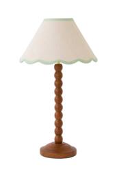 ValueLights Bobbin Colour Trim Linen Shade Walnut Bobble Table Lamp in Pale Green - thumbnail 6
