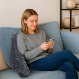 Lavio Reading Pillow Back Rest Lumbar Support Arm Seat Cuddle Cushion Lounge in Grey - thumbnail 3