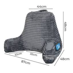Lavio Reading Pillow Back Rest Lumbar Support Arm Seat Cuddle Cushion Lounge in Grey - thumbnail 4