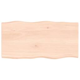 Berkfield Home Table Top 100x50x2 cm Untreated Solid Wood Oak Live Edge in Light Tan - Size: 100 x 50 x 2 cm - thumbnail 2