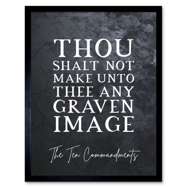 Artery8 Wall Art Print Ten Commandments Thou Shalt Not Make Craven Image Christian Bible Verse Quote Scripture Typography Art Framed - image 1