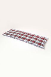 Homescapes Garden Bench Cushion Luxury 3 Seater Cotton Red Tartan Indoor Outdoor Pad