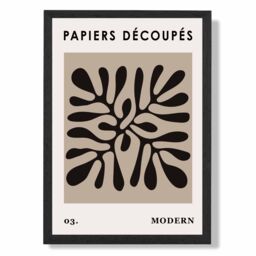 ARTZE Beige & Black Matisse Style Floral Cutout Framed Print SIZE: A4 with Black Frame - Size: A3 - thumbnail 1