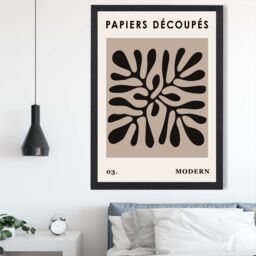 ARTZE Beige & Black Matisse Style Floral Cutout Framed Print SIZE: A4 with Black Frame - Size: A3 - thumbnail 2