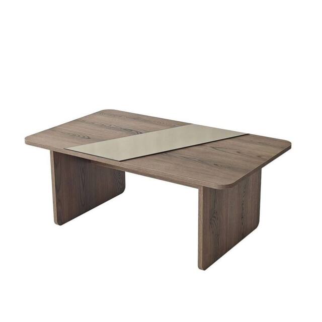 CALICOSY Rectangular Coffee Table With Mirror, 120 Cm Long, SOLEA in Walnut - image 1