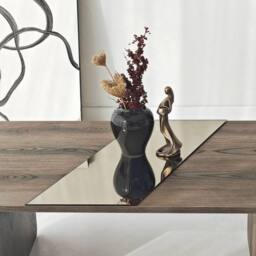 CALICOSY Rectangular Coffee Table With Mirror, 120 Cm Long, SOLEA in Walnut - thumbnail 3