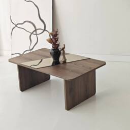 CALICOSY Rectangular Coffee Table With Mirror, 120 Cm Long, SOLEA in Walnut - thumbnail 7