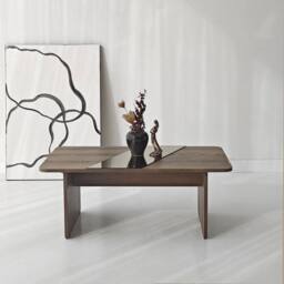 CALICOSY Rectangular Coffee Table With Mirror, 120 Cm Long, SOLEA in Walnut - thumbnail 9