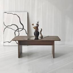 CALICOSY Rectangular Coffee Table With Mirror, 120 Cm Long, SOLEA in Walnut - thumbnail 4