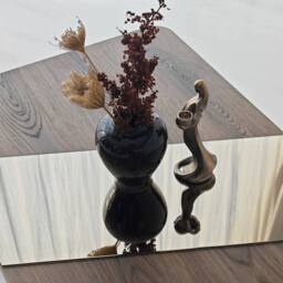 CALICOSY Rectangular Coffee Table With Mirror, 120 Cm Long, SOLEA in Walnut - thumbnail 6