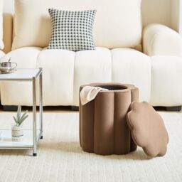 Nordlys Brown Velvet Storage Ottoman - thumbnail 2