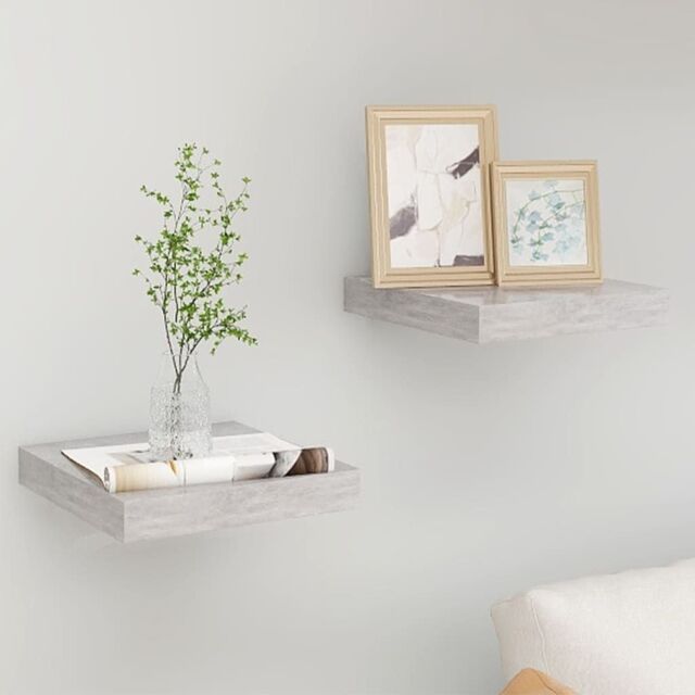 Berkfield Home Floating Wall Shelves 2 pcs Concrete Grey 23x23.5x3.8 cm MDF - image 1