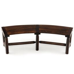 Costway Garden Curved Bench Patio Carbonized Wood Dining Bench Loveseat in Brown - thumbnail 6