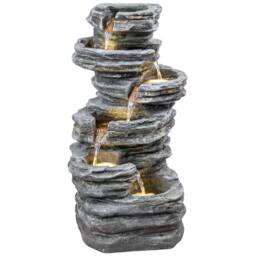 OUTSUNNY Outdoor Fountain, Resin Freestanding Garden Fountain, Grey - thumbnail 2