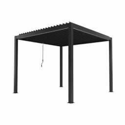 Primrose Charcoal Pergola with Steel Louvered Shutter Roof 3m x 3m in Black - thumbnail 4