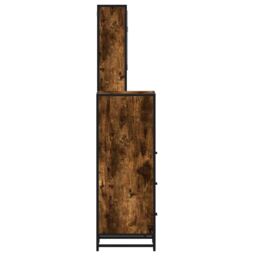 Berkfield Home 3 Piece Bathroom Furniture Set Smoked Oak Engineered Wood in Brown - thumbnail 6