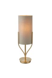 Netlighting Fraser Base & Shade Table Lamp Satin Brass Plate Natural Linen Mix Fabric in Gold