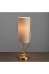 Netlighting Fraser Base & Shade Table Lamp Satin Brass Plate Natural Linen Mix Fabric in Gold - thumbnail 5