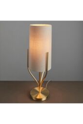 Netlighting Fraser Base & Shade Table Lamp Satin Brass Plate Natural Linen Mix Fabric in Gold - thumbnail 6
