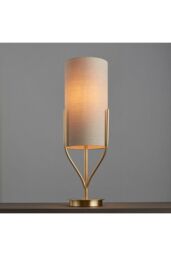 Netlighting Fraser Base & Shade Table Lamp Satin Brass Plate Natural Linen Mix Fabric in Gold - thumbnail 3