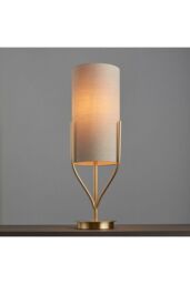 Netlighting Fraser Base & Shade Table Lamp Satin Brass Plate Natural Linen Mix Fabric in Gold - thumbnail 4