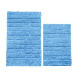 Allure Bath Fashions Ribbed Two Piece Bath Mat Set - 100% Cotton in Blue