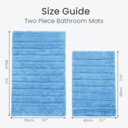 Allure Bath Fashions Ribbed Two Piece Bath Mat Set - 100% Cotton in Blue - thumbnail 5